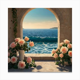 Roses In The Window Canvas Print