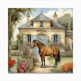 Horse In Front Of House art 1 Canvas Print