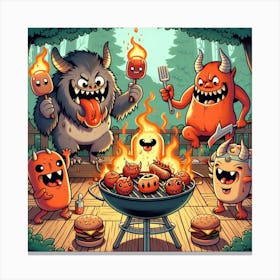 Bbq Monsters Canvas Print