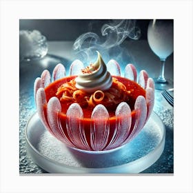 A Futuristic Dish Called Kimchi Gazpacho, Elegantl Canvas Print