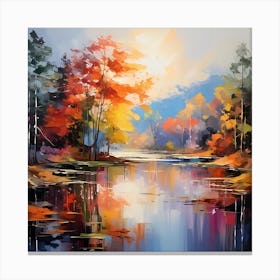 AI Ethereal Reflections: A Symphony of Autumn Hues  Canvas Print