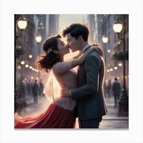 Kissing Couple Canvas Print