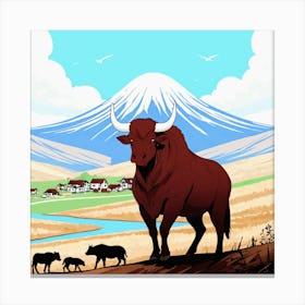 Bull In The Field 1 Canvas Print