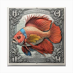 Colourful Fighting Fish Vintage Art Print Canvas Print