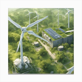 Wind Turbines In The Forest Canvas Print