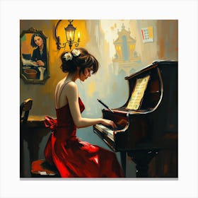 Woman Playing The Piano Canvas Print