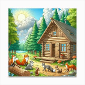 Foxes In The Forest Canvas Print