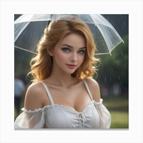 Sexy Woman With Umbrella Canvas Print