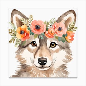 Floral Baby Wolf Nursery Illustration (40) Canvas Print