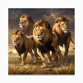 Default Lions Group On Savannah High Expressive Mystic Aura 1 Canvas Print