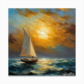 Sailboat At Sunset Canvas Print