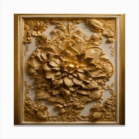 Gold Floral Wall Art Canvas Print