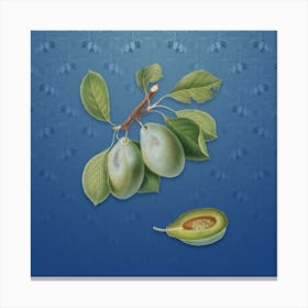 Vintage Plum Botanical on Bahama Blue Pattern n.2589 Canvas Print