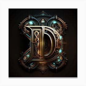 Letter D Steampunk Letter Canvas Print