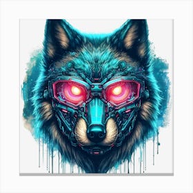 Cyber wolf with Glowing red eyes Canvas Print