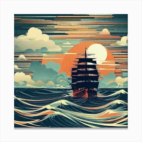 Ship In The Sea 6 Canvas Print