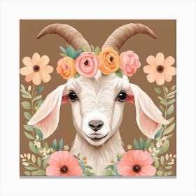 Floral Baby Goat Nursery Illustration (13) Canvas Print