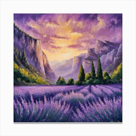 Lavender Field At Sunset Canvas Print