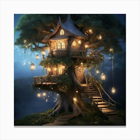 Fairy House paintings art print 1 Canvas Print