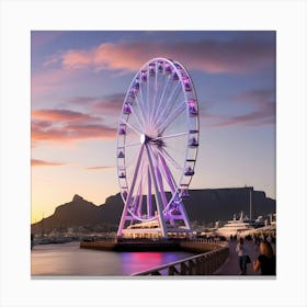 A Serene And Vibrant Image Of A Majestic Ferris Wheel Standing Tall Against The Picturesque Cape Town (3) Canvas Print