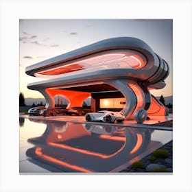 Futuristic Car Garage 1 Canvas Print