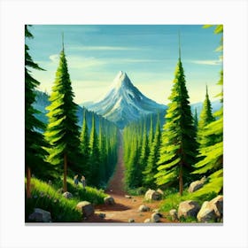 Path To The Mountains trees pines forest 13 Canvas Print