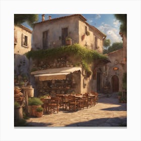 A Traditional Pizzeria In The Street Of A Small Village On The Riviera (1) Canvas Print