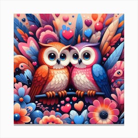 Pair of owls with love 2 Canvas Print