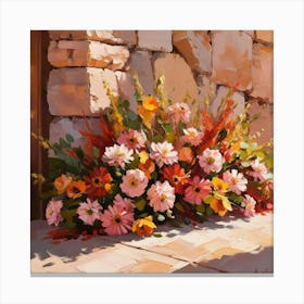 Flowers On The Steps Canvas Print