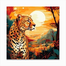 Leopard In The Sunset Canvas Print