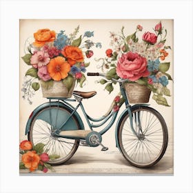 Bicycle With Flowers 1 Canvas Print