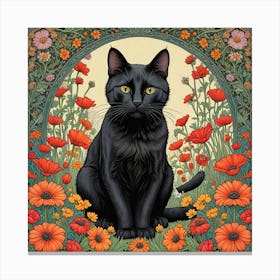 Cat In A Flower Garden Guardian Of The Garden (2) Canvas Print