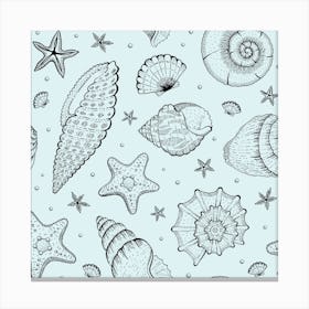 Sea Shells Seamless Pattern 1 Canvas Print