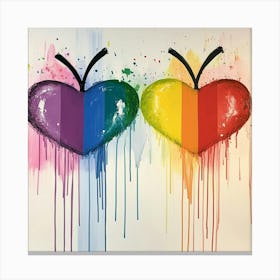 Rainbow Hearts Art Canvas Print