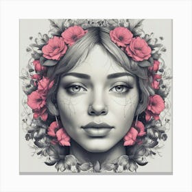 Woman With Flowers On Her Head 3 Canvas Print