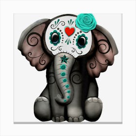 Sugar Skull Elephant Day Of The Dead Halloween Canvas Print