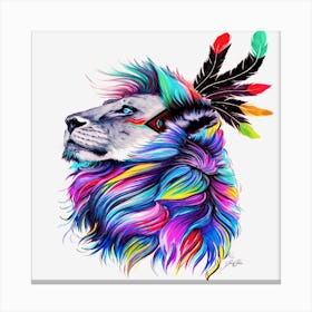 Paper Color Painting Canvas Drawing Lion Canvas Print
