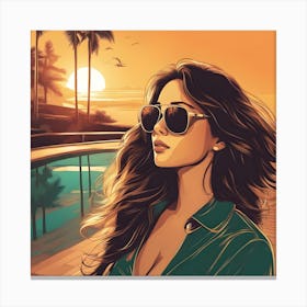 Woman Wearing Sunglasses 2 Canvas Print