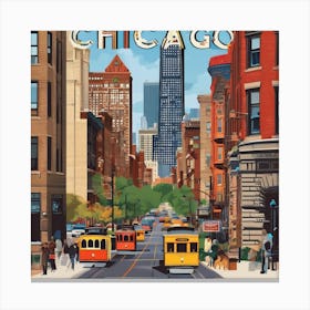 Chicago Travel Poster Art Print 7 Canvas Print