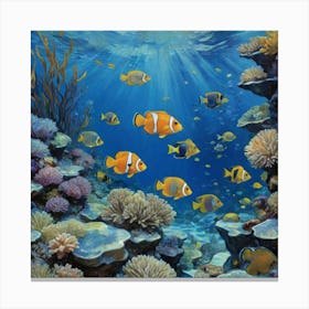 Fish of the Rainbow Under the Sea Clownfish Under The Sea Canvas Print