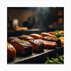 Steaks On A Grill Canvas Print