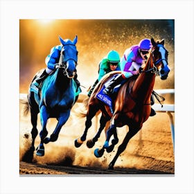 Jockeys Racing At The Racetrack 1 Canvas Print