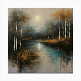 Moonlight Over The River 2 Canvas Print