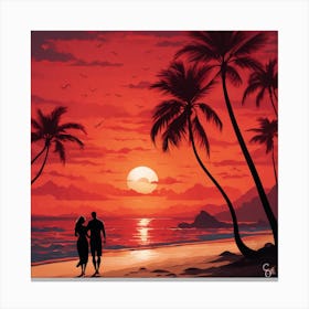 Sunset On The Beach Canvas Print