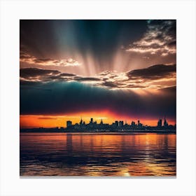 Sunset Over Chicago 8 Canvas Print