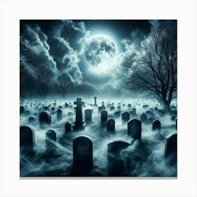 Graveyard At Night 13 Canvas Print