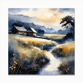 Watercolor Meadow Nature Painting (8) Canvas Print