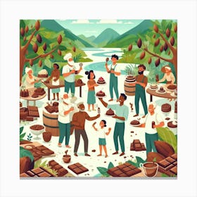 Chocolate People In The Forest Canvas Print