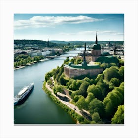 Architecture Tour Tourism River Capital Boat Skyline Scenic Vacancy Green Popular Road Wa Canvas Print