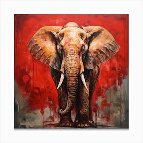 Elephant In Red Canvas Print